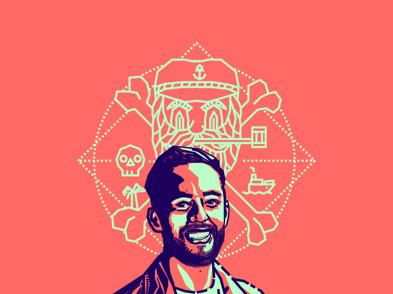 Alejandro Giraldo friend designer colombian blue pink vector illustration portrait