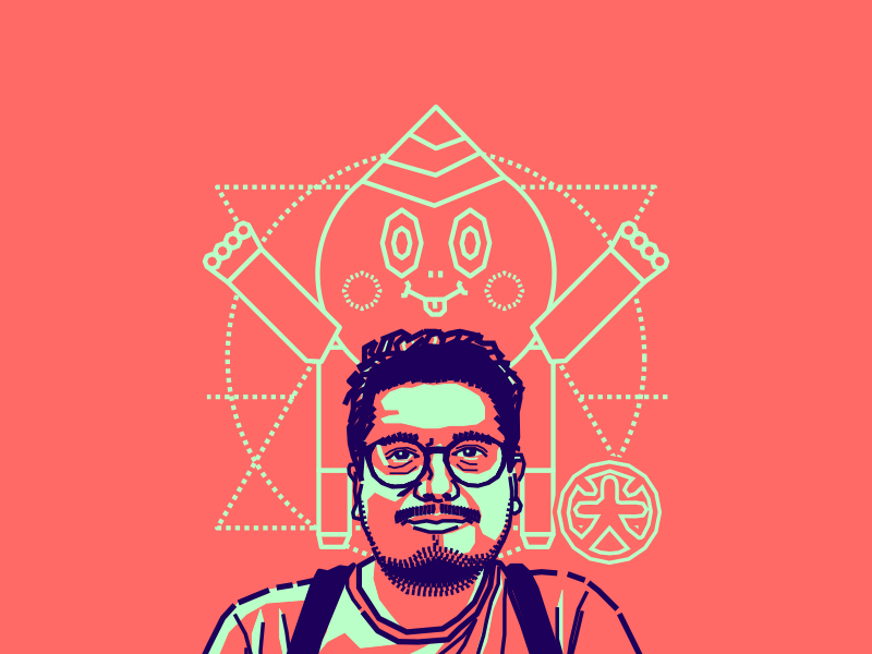 Carlos Higuera friend designer colombian blue pink vector illustration portrait