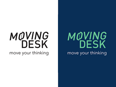 Moving Desk logo blue desk education letters logo mint type