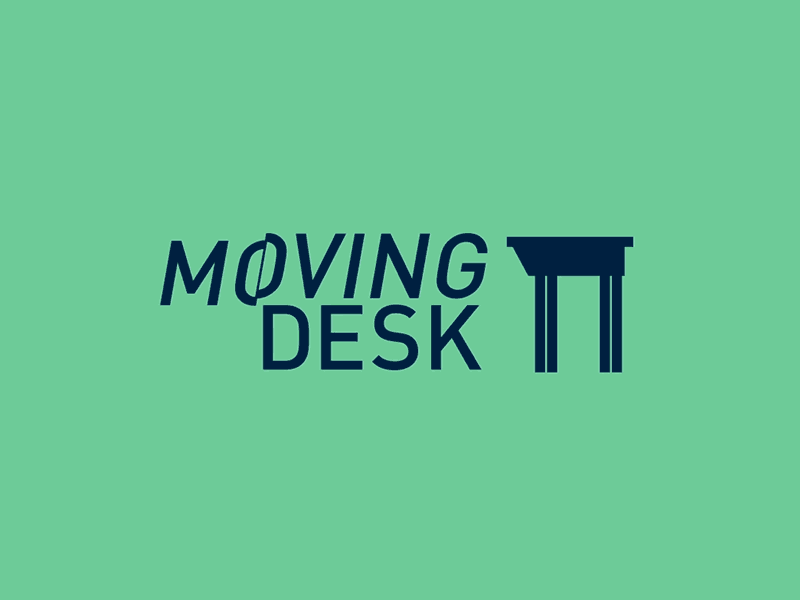 Moving Desk blue desk education letters logo mascot mint type