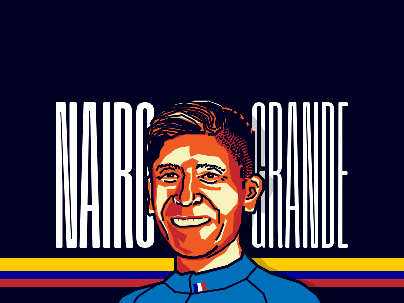Nairo Quintana - Cyclist tour black orange vector illustration colombia cyclist