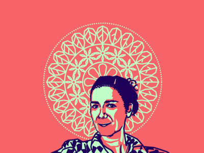 Catalina Estrada blue colombian designer friend illustration pink portrait vector