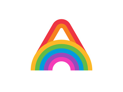 A + Rainbow 80s a logo brand identity branding colorful design icon identity design lettermark logo logo design rainbow rainbow logo retro symbol thicklines toy logo trademark