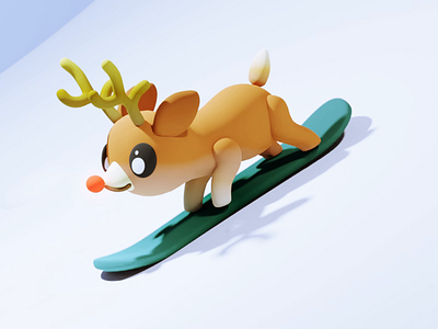 Rudolph the Snowboard Reindeer! 3d animation design illustration motion graphics