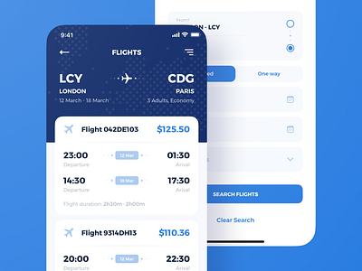 Flight Search and Booking app application blue booking clean design flight flying mobile plane simple ticket travel ui user interface