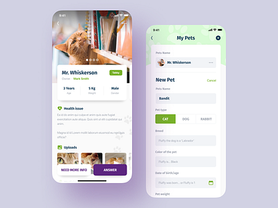 Pocket Vet animal app application design form ios mobile pet ui user interface ux vet