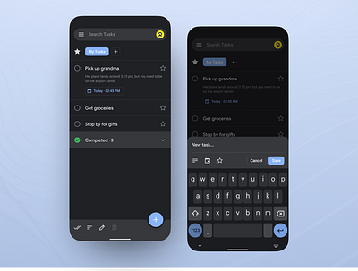 Google Tasks Redesign android app application darkmode design google list material design mobile tasks ui
