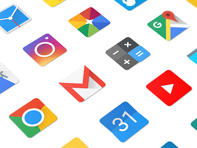 Square Material Design Icons android app icon app icons clean design google icon icon set icons material design mobile square ui