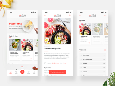 Recipe App (WEChef) app application clean design food ingredients ios mobile recipe simple ui user experience user interface ux