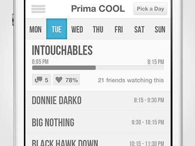 TV Freak - Pick a Day app calendar design ios iphone tv ui
