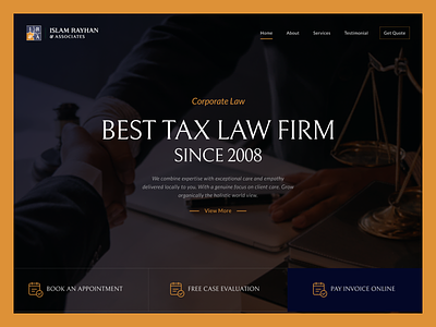 Tax Law Firm Website Header Design attorney design figma freelancer header design illustration landing page lawyer rahatulbd tax themeforest trendy ui ux web design xd