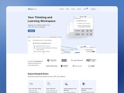 Landing page re-design (RemNote.io) landing page marketing note taking notes ui web app