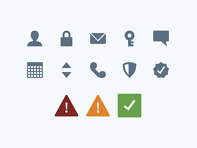 Login Process - All Icons calendar conversation envelope error icon set icons key lock phone profile shield success