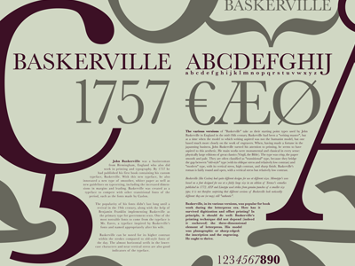 Baskerville Specimen Poster baskerville poster print specimen type typography