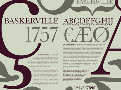 Baskerville Specimen Poster