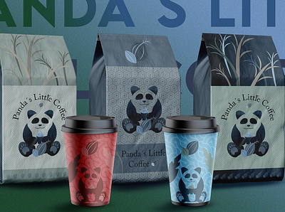 Panda´s Little Coffee branding coffee colors digital art digital artist graphipc design logo merchadising mockups panda