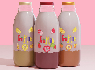 Frumilk 3d 3d product branding graphic design logo design merchandising photoshop product design