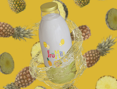 Frumilk Piña 3d 3d product branding digital artist logo logo design merchandising photoshop product design