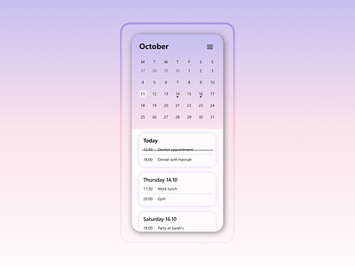Daily UI 038 - Calendar app dailyui dailyuichallenge design mobile ui