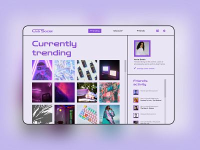 Daily UI 69 - Trending 90 90s branding daily ui dailyui dailyuichallenge design purple social social media theme tredning ui uxui