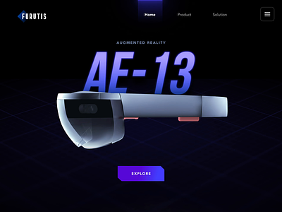 VR Goggle / AE-13 2d 3d animating animation ar art awesome design effect glass goggle gradient header landing page parallax ui uiux vr web website