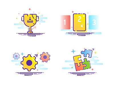 How-it-works Illustration pack colorful flatdesign howitwork illustration illustrationpack illustrator mbestyle outline