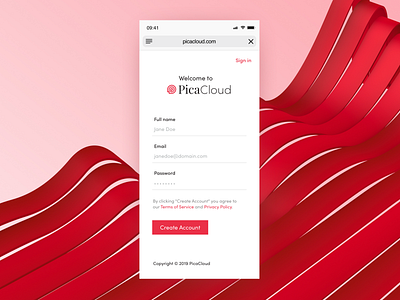 PicaCloud Sign Up