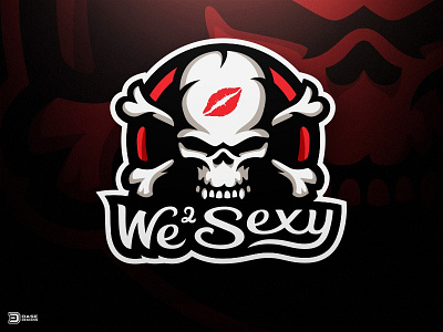 We 2 Sexy Mascot Logo Design bones brush gaming kiss lipstick logo logotype mascot sexy skull vainglory wordmark