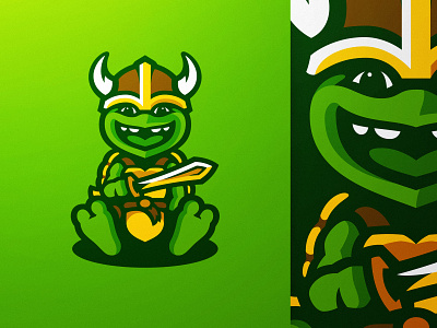 Viking Turtle Mascot Logo Illustration