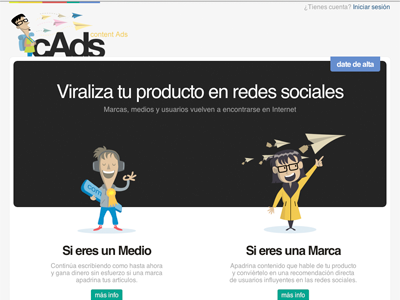 cAds ads cads content landing page start