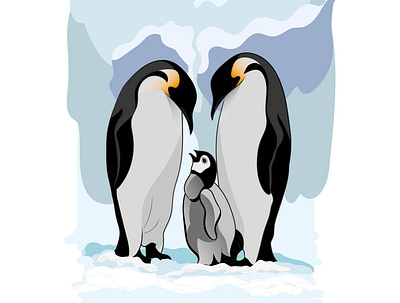 penguin family - vector design graphic design illustration typography vector