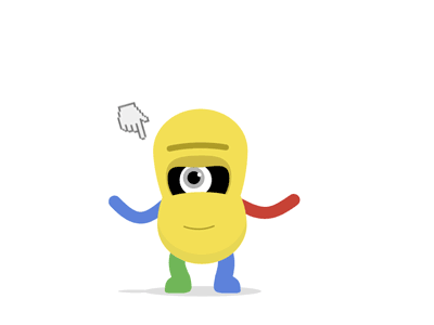 The Adwords Don't animation character cute google jumping quirky vector