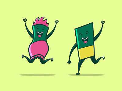 Cheering Chocolate Bars character cheering energy excited happy illustration jumping vector