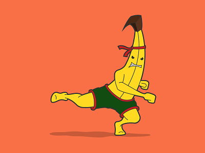 Banana Kick 2d banana cartoon character illustration karate kick rambo sports vector