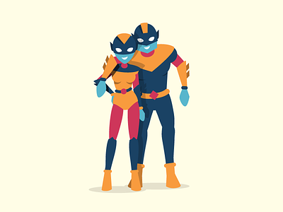 The Twins 2d alien character design characters flat illustration superhero vector