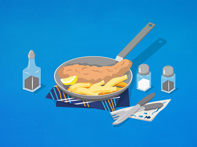 The pan in question 2d cooking food illustration isometric pan restaurant seafood vector