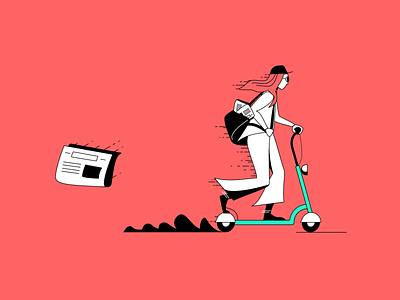 News Delivery delivery app girl illustration lines news people person scooter woman