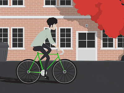 Scene animation architecture bike buildings city cycle cyclist illustration landscape man