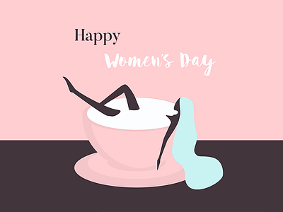 Girls, enjoy! bath cup editorial illustration woman