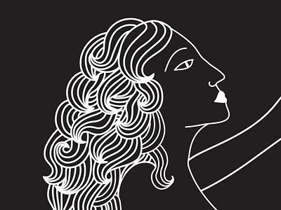 Detail black illustration lineart lines vector white woman