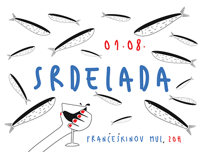 Sardineeees fiesta food handdrawn illustration minimal party sardine vector