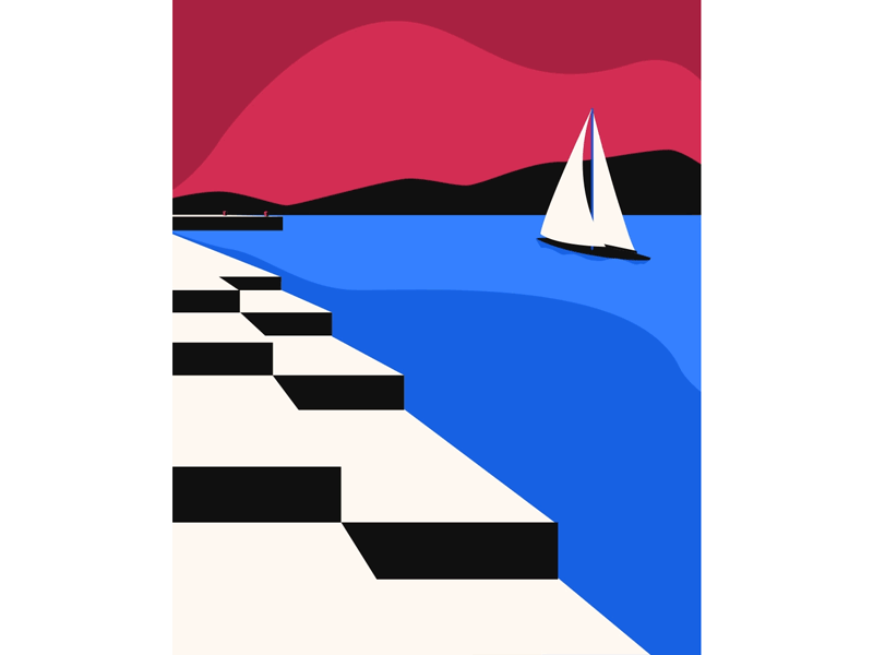 Sea Organ ae ai animation boat illustration landscape minimalism motion graphics sea zadar