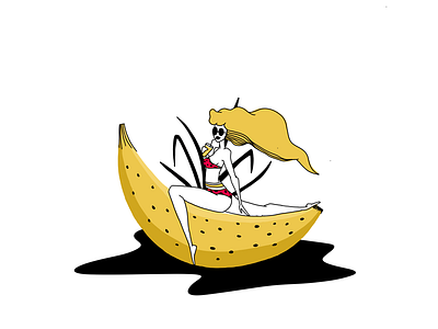 Banana banana cocktail illustration ipadpro summer woman
