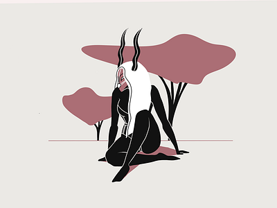 Gazelle animals gazelle illustration ipadpro procreate wilderness woman