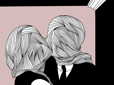 Lovers artwork illustration lineart lovers magritte minimalism procreate surrealism