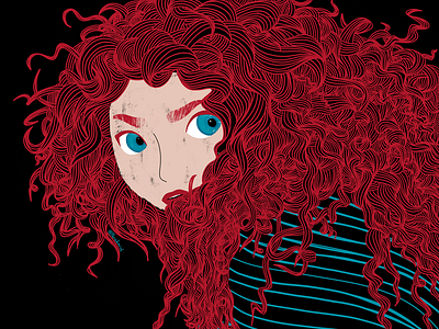 Merida brave disney hair illustration lineart merida pixar procreate woman