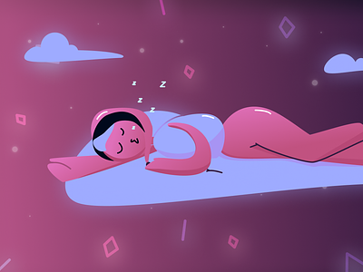 Dreamy Space 04/04 cloud dream environment game glow illustration neon person sleep space