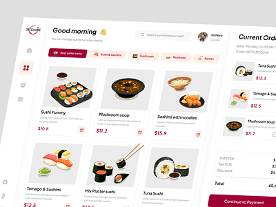 Sushime - Pos Dashboard cashier cashier dashboard cashier design checkout clean dashboard food food app japanese payment point of sales pos pos dashboard pos system product product design restaurant sales dashboard sushi
