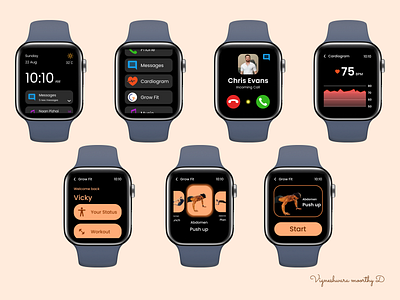 SMARTWATCH UI design fitnessapp fitnesswatch smartwatch smartwatchui ui uiux ux watchdesign watchui