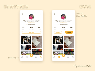 User Profile - #006 006 account dailyui mobileui profile profileui ui uiux useraccount userprofile ux